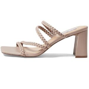New Steve Madden Dion Taupe Braided Heeled Sandals Square Toe Sz 5.5